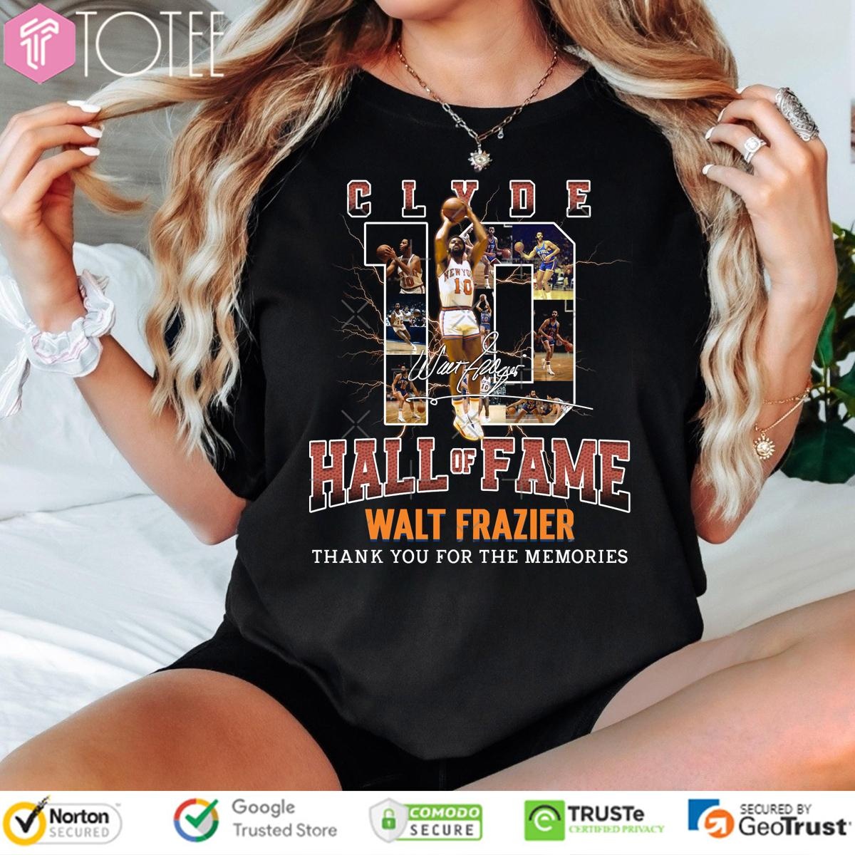 New York Knicks Hall Of Fame Walt Clyde Frazier Autographed T-shirt