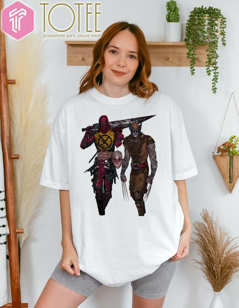 Deadpool And Wolverine Style Horror Scary Bloody T-shirt