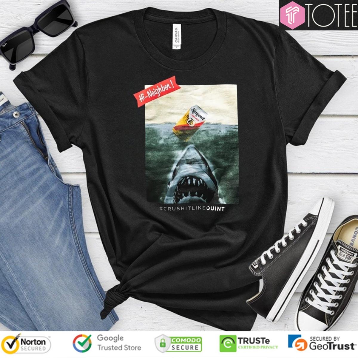 Jaws Narragansett Lager Beer Crushitlikequint Shark T-shirt 1