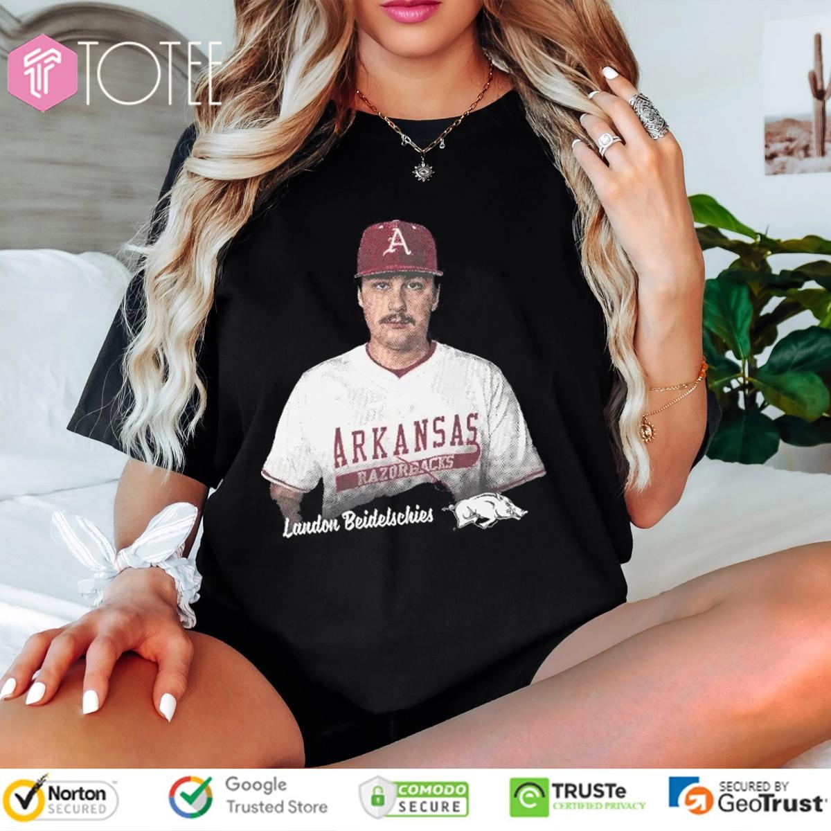 Landon Beidelschies Arkansas Razorbacks Portrait T-shirt 4