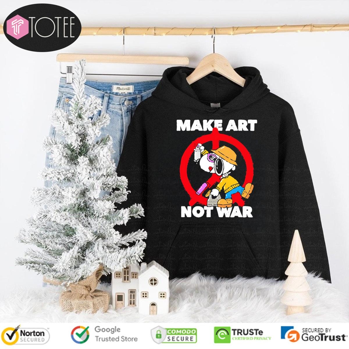 Snoopy Make Art Not War Peace Sign T-shirt 2
