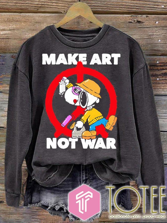 Snoopy Make Art Not War Peace Sign T-shirt 3