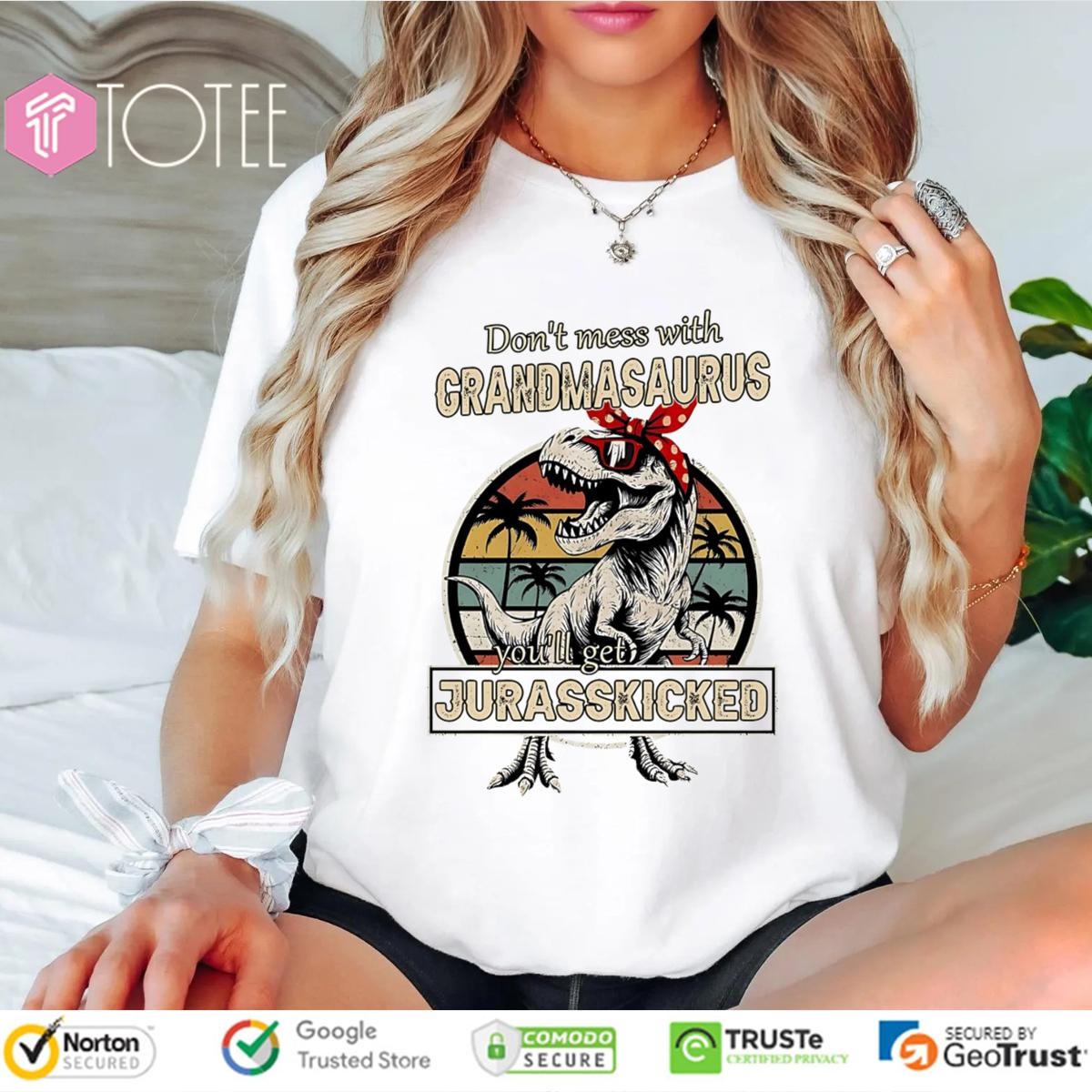 T-Rex Dont Mess With Grandmasaurus Youll Get Jurasskicked Vintage T-shirt 4