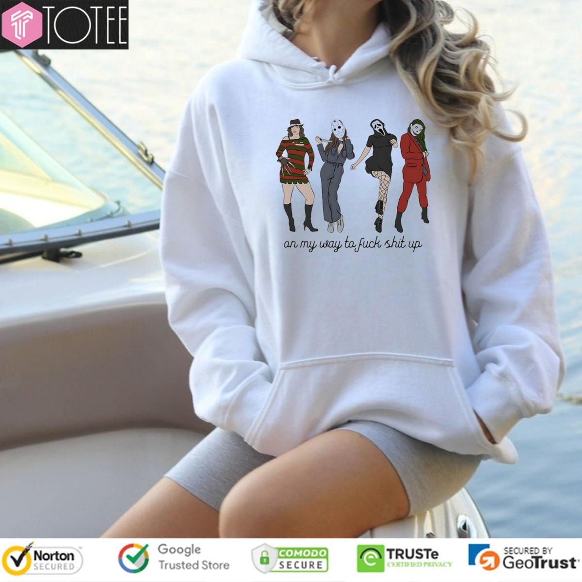 On My Way To Fuck Shit Up Lady Girls Horror Characters T-shirt 2
