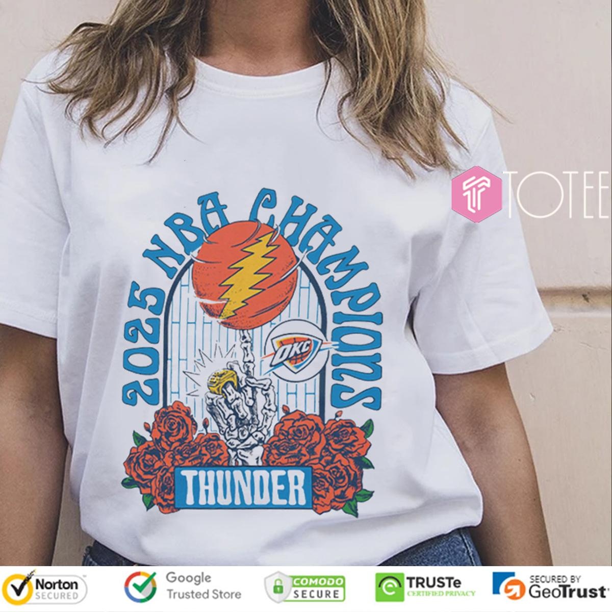 2025 Nba Finals Champions Grateful Dead Oklahoma City Thunder T-shirt 4