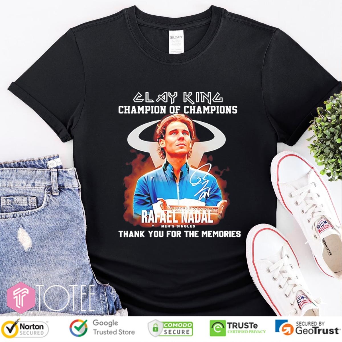 Clay King Champion Of Champions Rafael N Adal Mens Singles Signature T-shirt