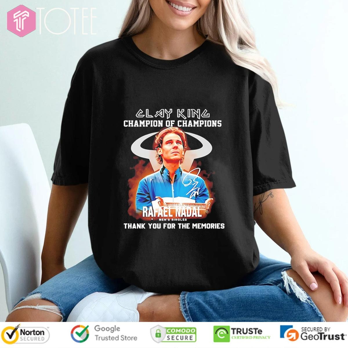Clay King Champion Of Champions Rafael N Adal Mens Singles Signature T-shirt 4