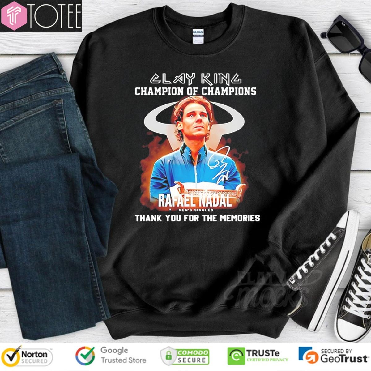 Clay King Champion Of Champions Rafael N Adal Mens Singles Signature T-shirt 3