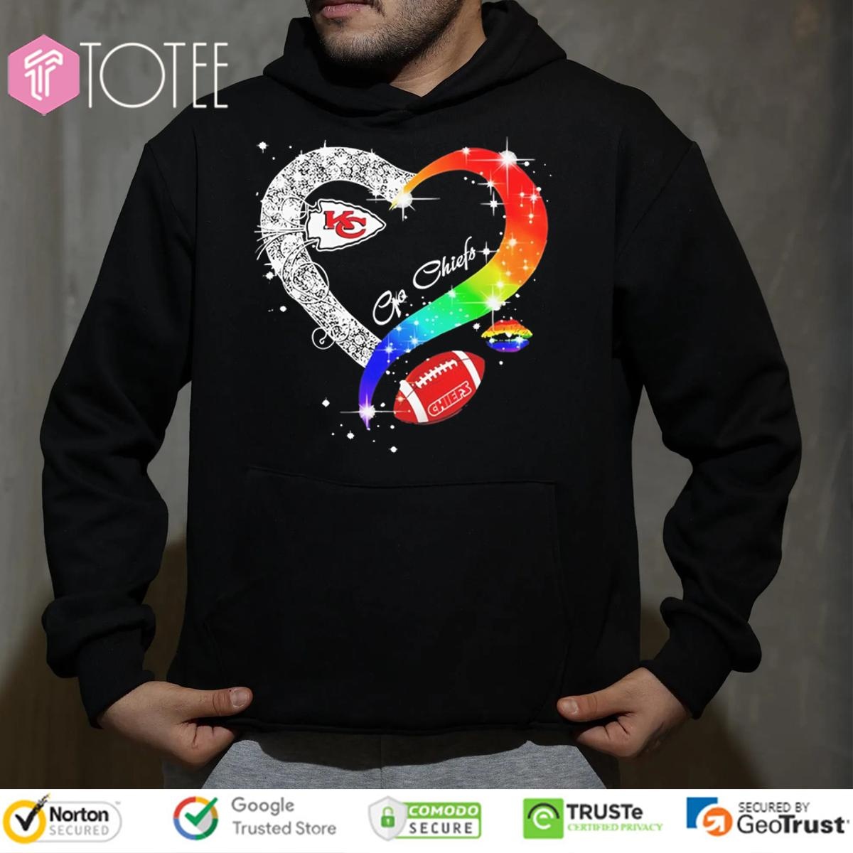 Go Kansas City Chiefs Diamond Heart Lgbt Pride T-shirt 2