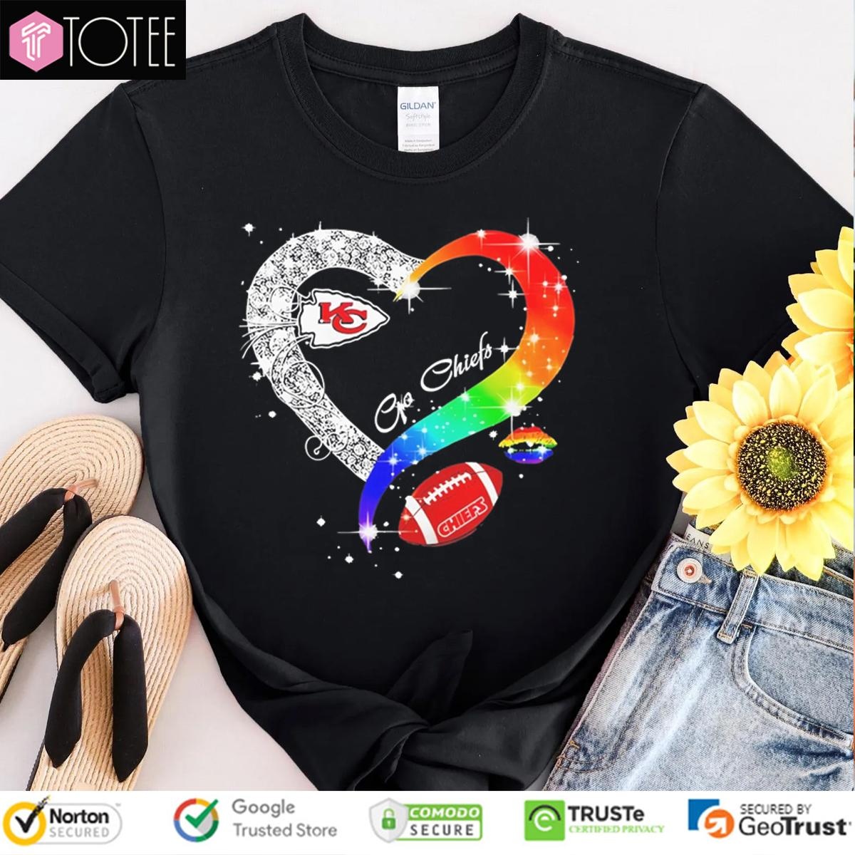 Go Kansas City Chiefs Diamond Heart Lgbt Pride T-shirt