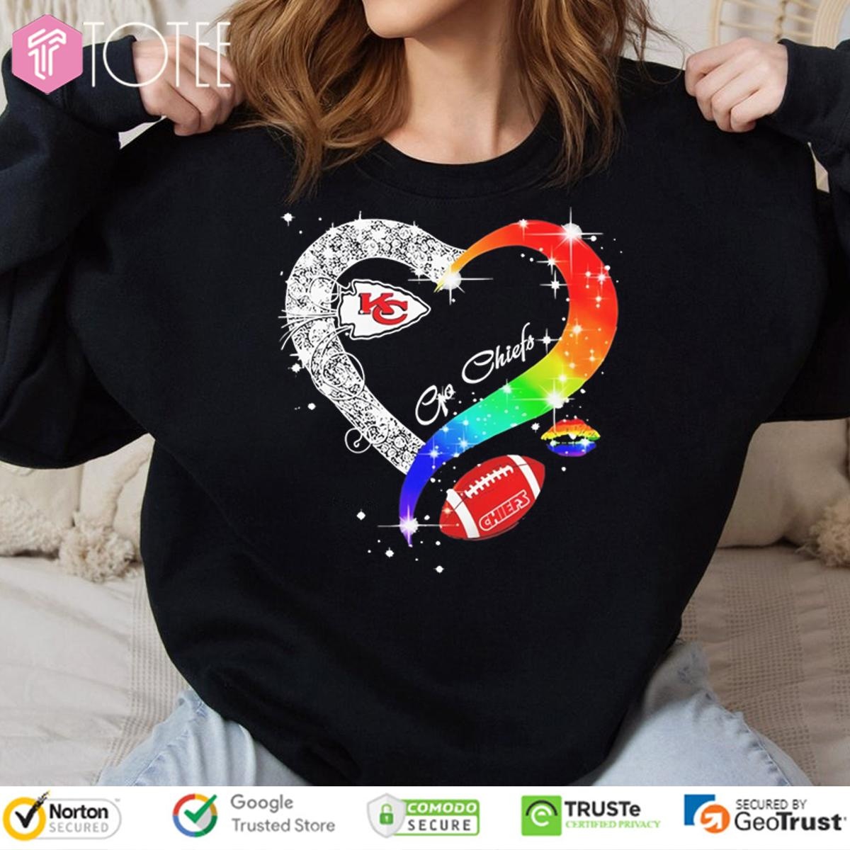 Go Kansas City Chiefs Diamond Heart Lgbt Pride T-shirt 3