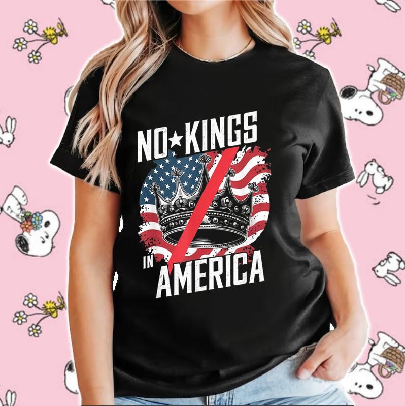 No Kings In America Protest Save Democracy Usa Flag T-shirt 4