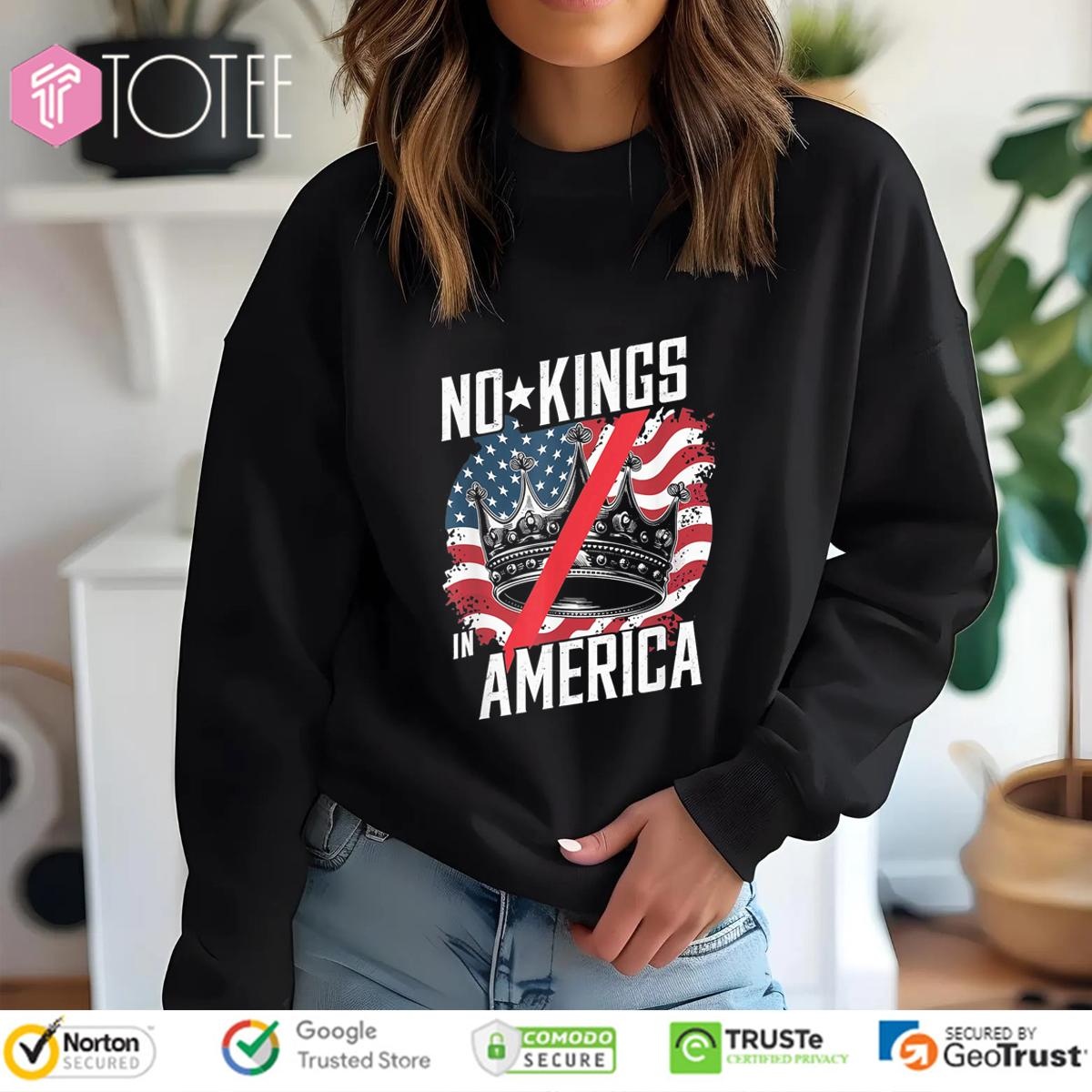 No Kings In America Protest Save Democracy Usa Flag T-shirt 3