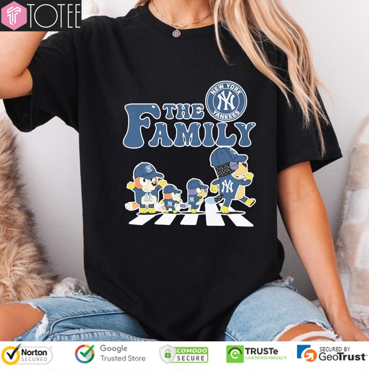 The Bluey Family New York Yankees Baseball Abbey Road T-shirt 4