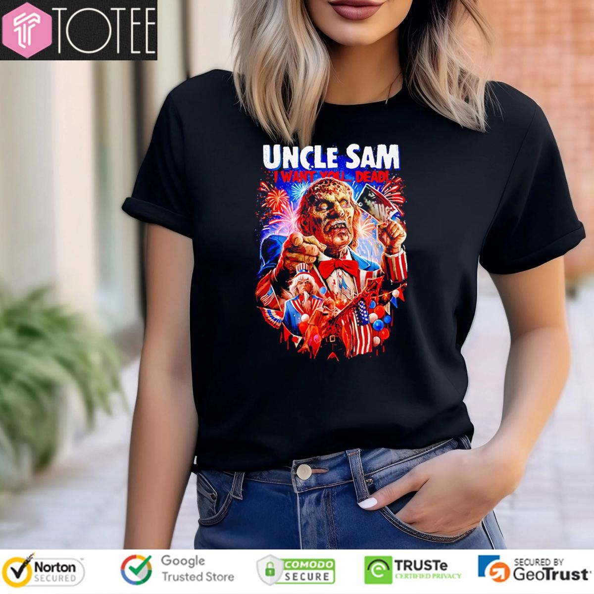 Uncle Sam I Want You Dead 4Th Of July Halloween T-shirt 4