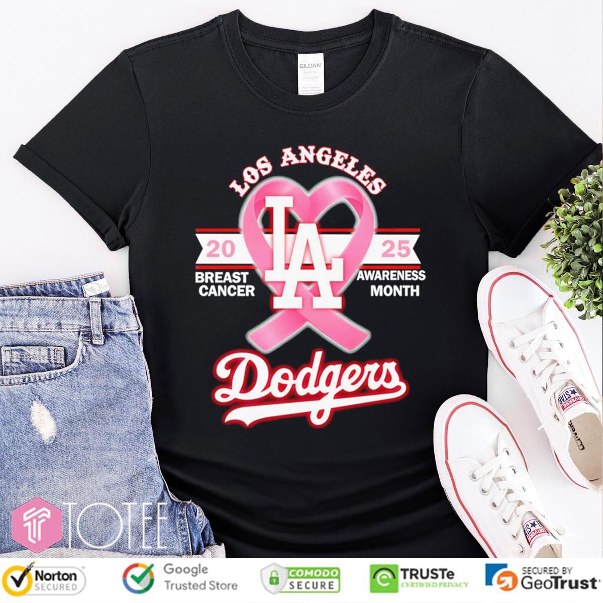 2025 Breast Cancer Awareness Month Los Angeles Dodgers Baseball T-shirt