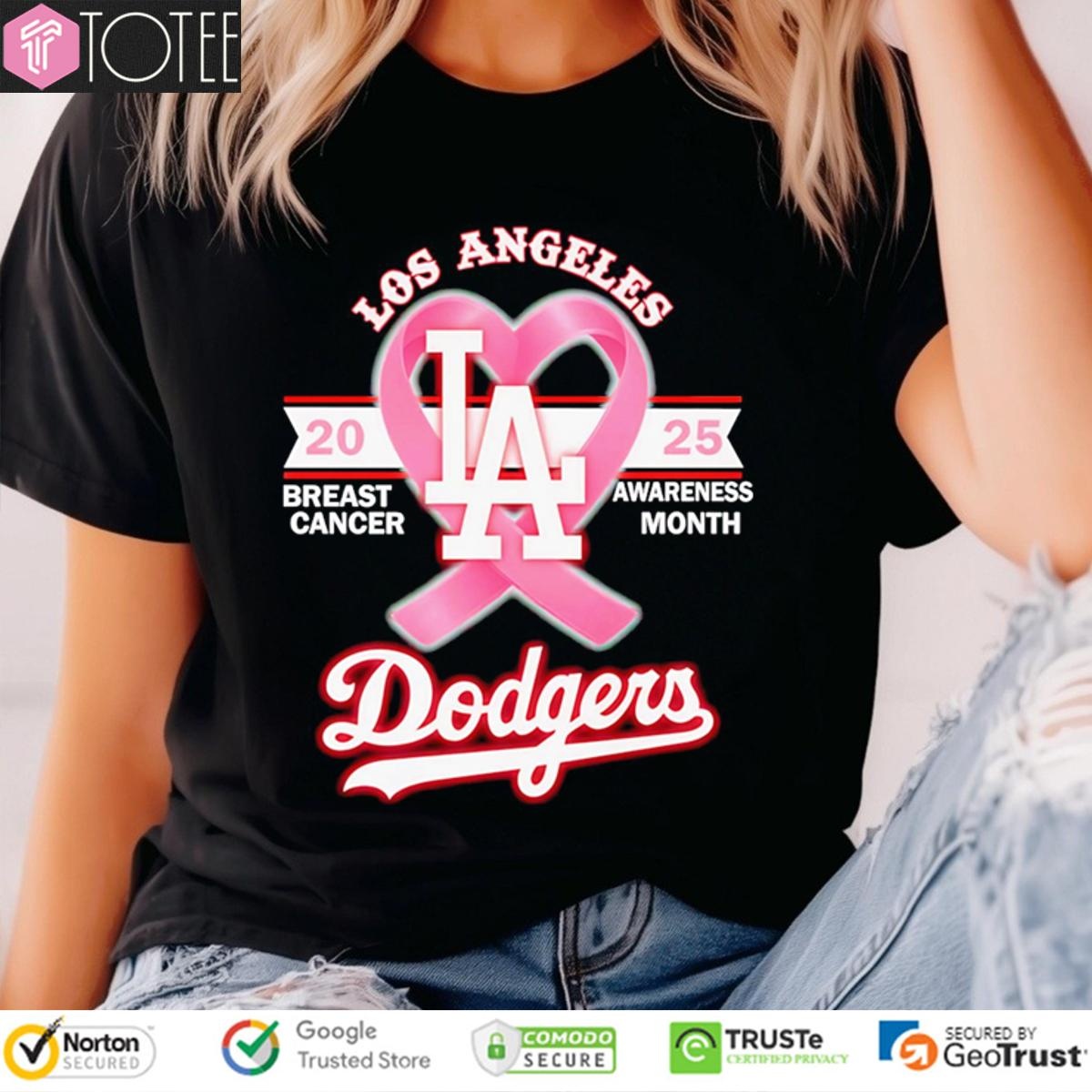 2025 Breast Cancer Awareness Month Los Angeles Dodgers Baseball T-shirt 4