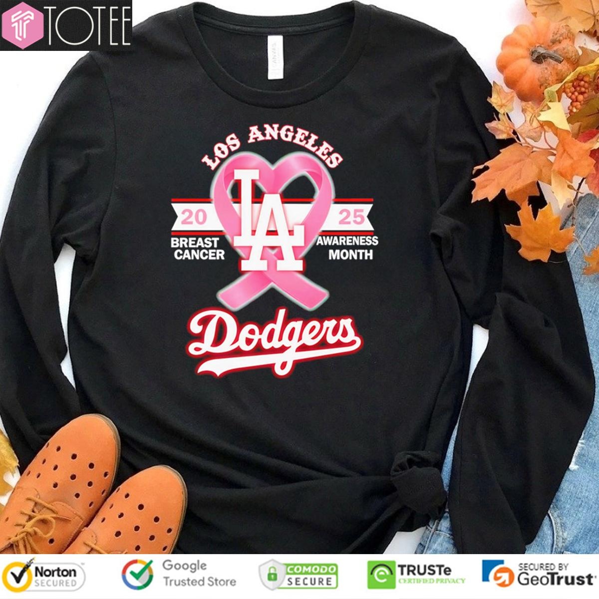 2025 Breast Cancer Awareness Month Los Angeles Dodgers Baseball T-shirt 3