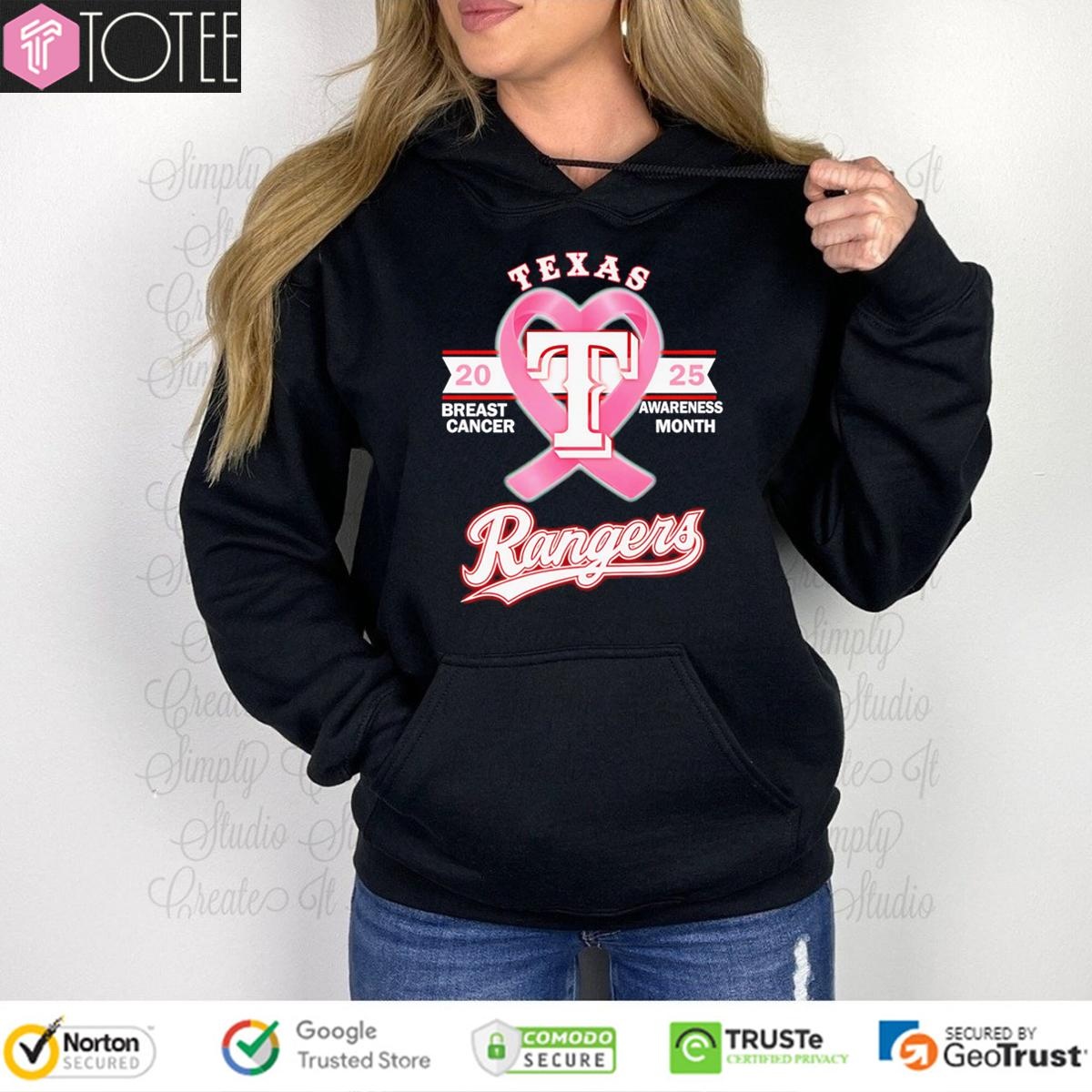 2025 Breast Cancer Awareness Month Texas Rangers Baseball T-shirt 2