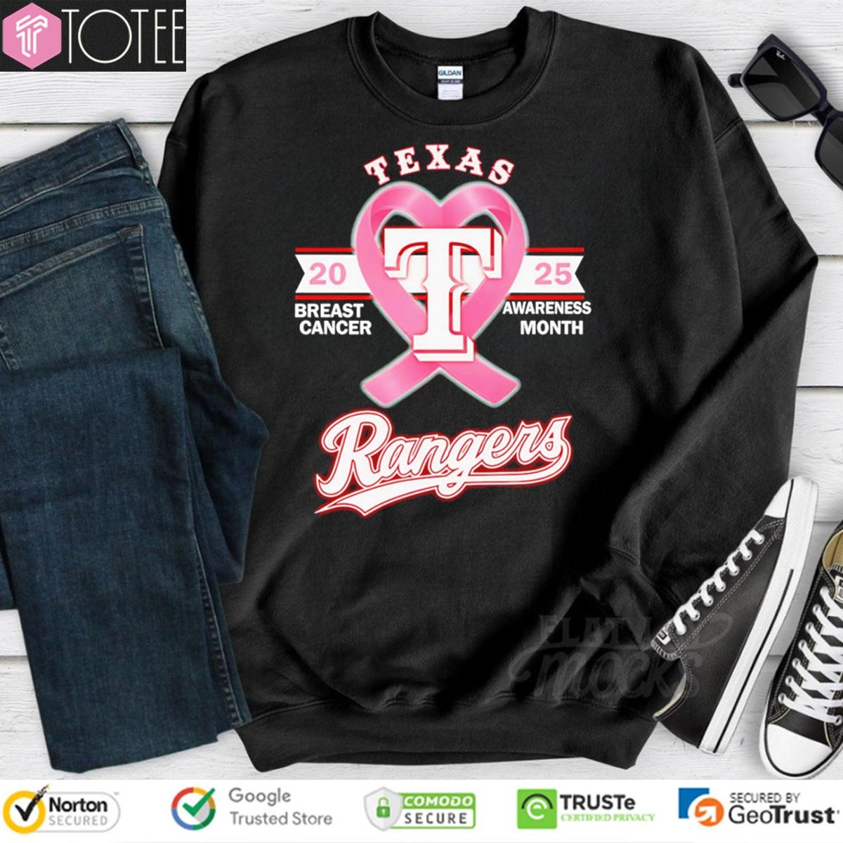 2025 Breast Cancer Awareness Month Texas Rangers Baseball T-shirt 3