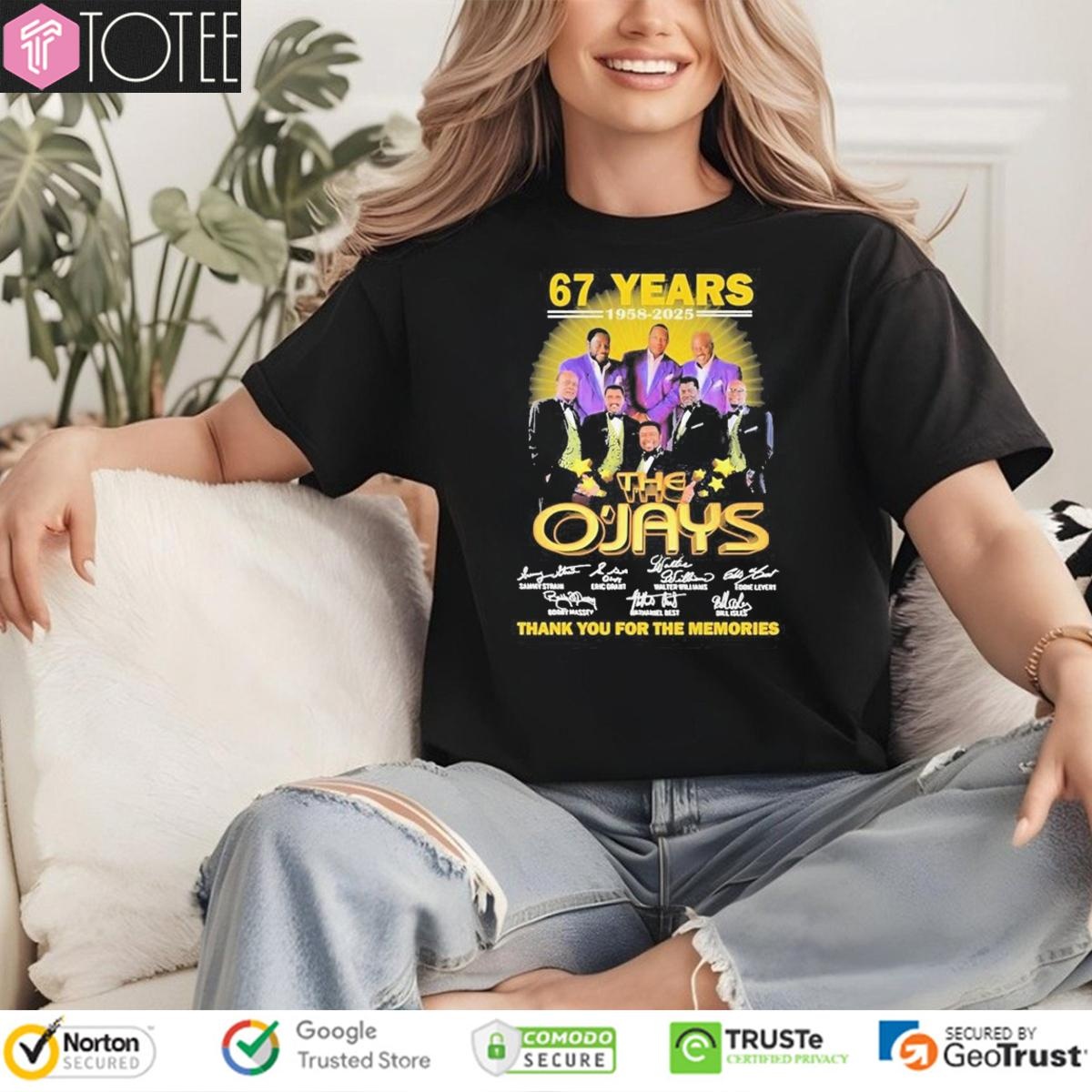 67 Years 1950-2025 The Ojays Signatures T-shirt 4