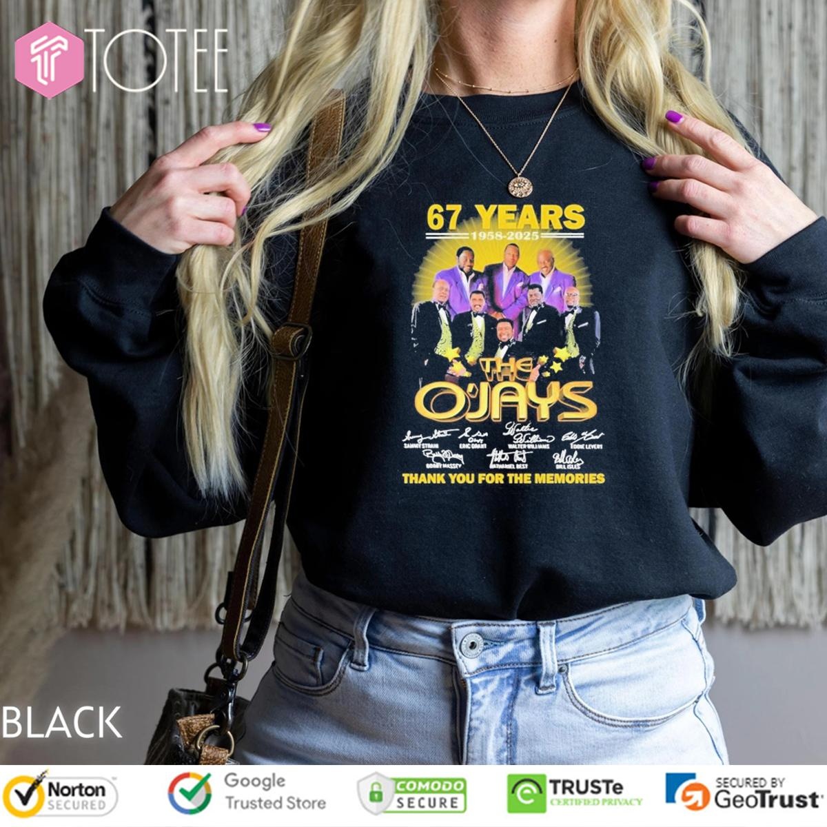 67 Years 1950-2025 The Ojays Signatures T-shirt 3