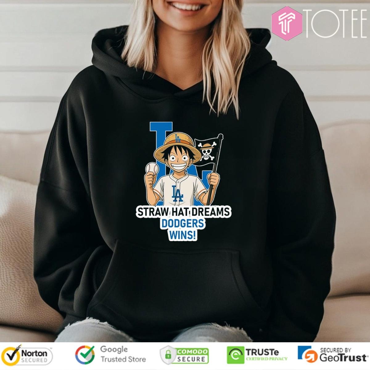 Monkey D. Luffy Straw Hat Dreams Los Angeles Dodgers Wins T-shirt 2