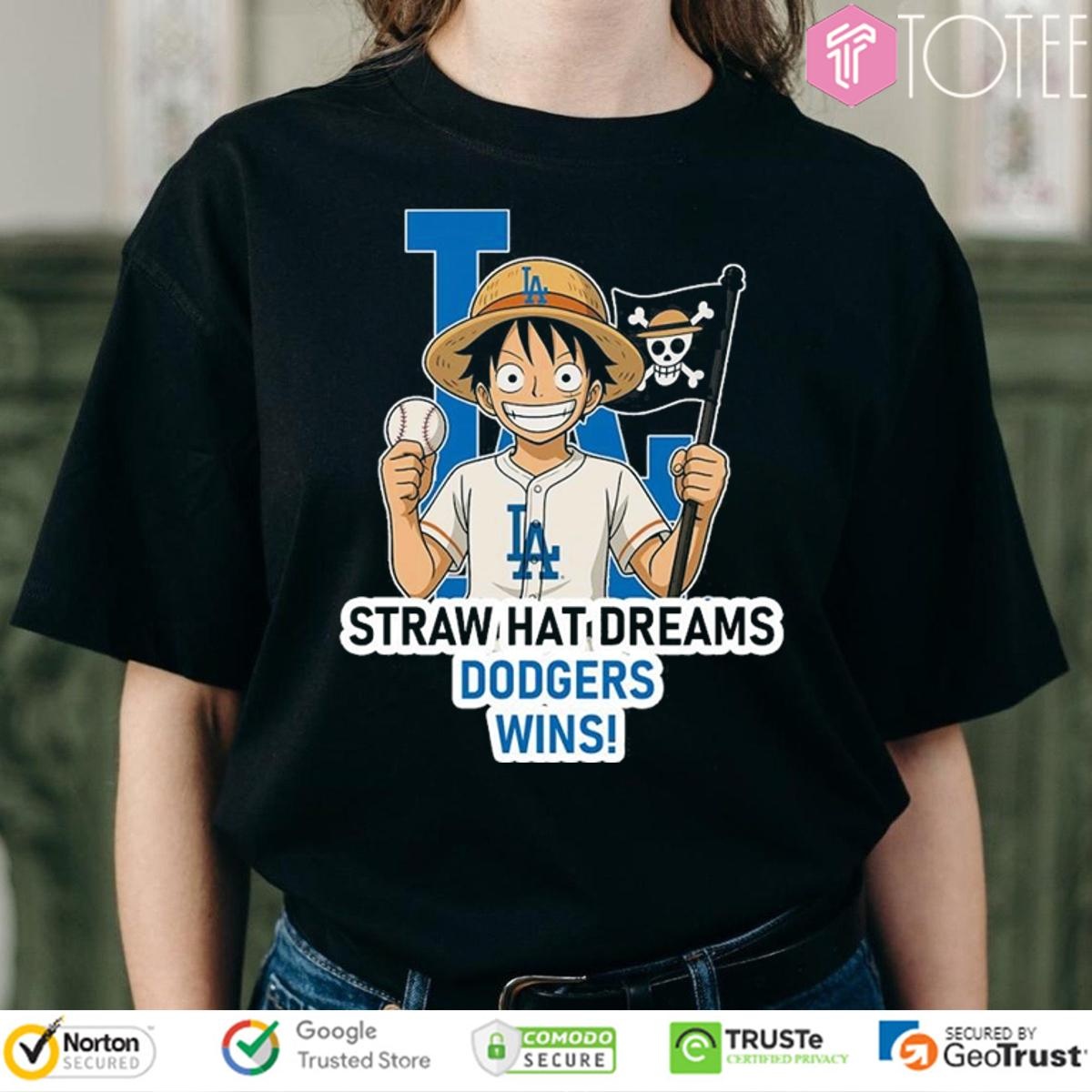 Monkey D. Luffy Straw Hat Dreams Los Angeles Dodgers Wins T-shirt 1
