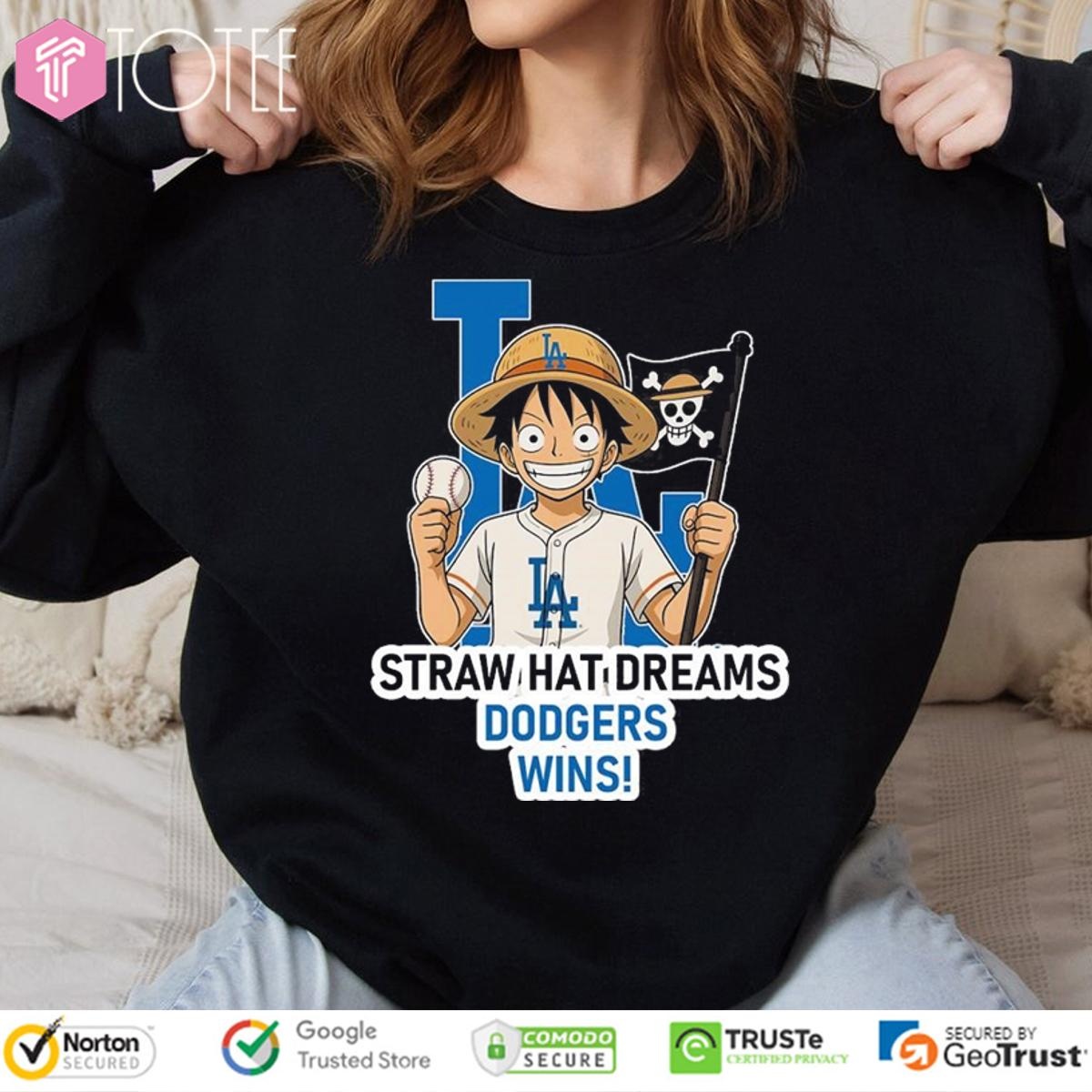Monkey D. Luffy Straw Hat Dreams Los Angeles Dodgers Wins T-shirt 3