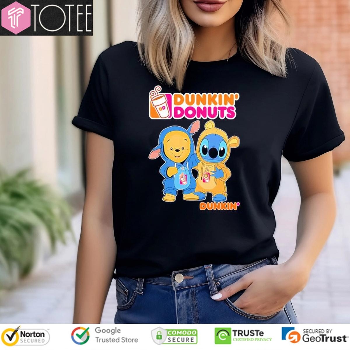 Pooh And Stitch Dunkin Donuts T-shirt 4