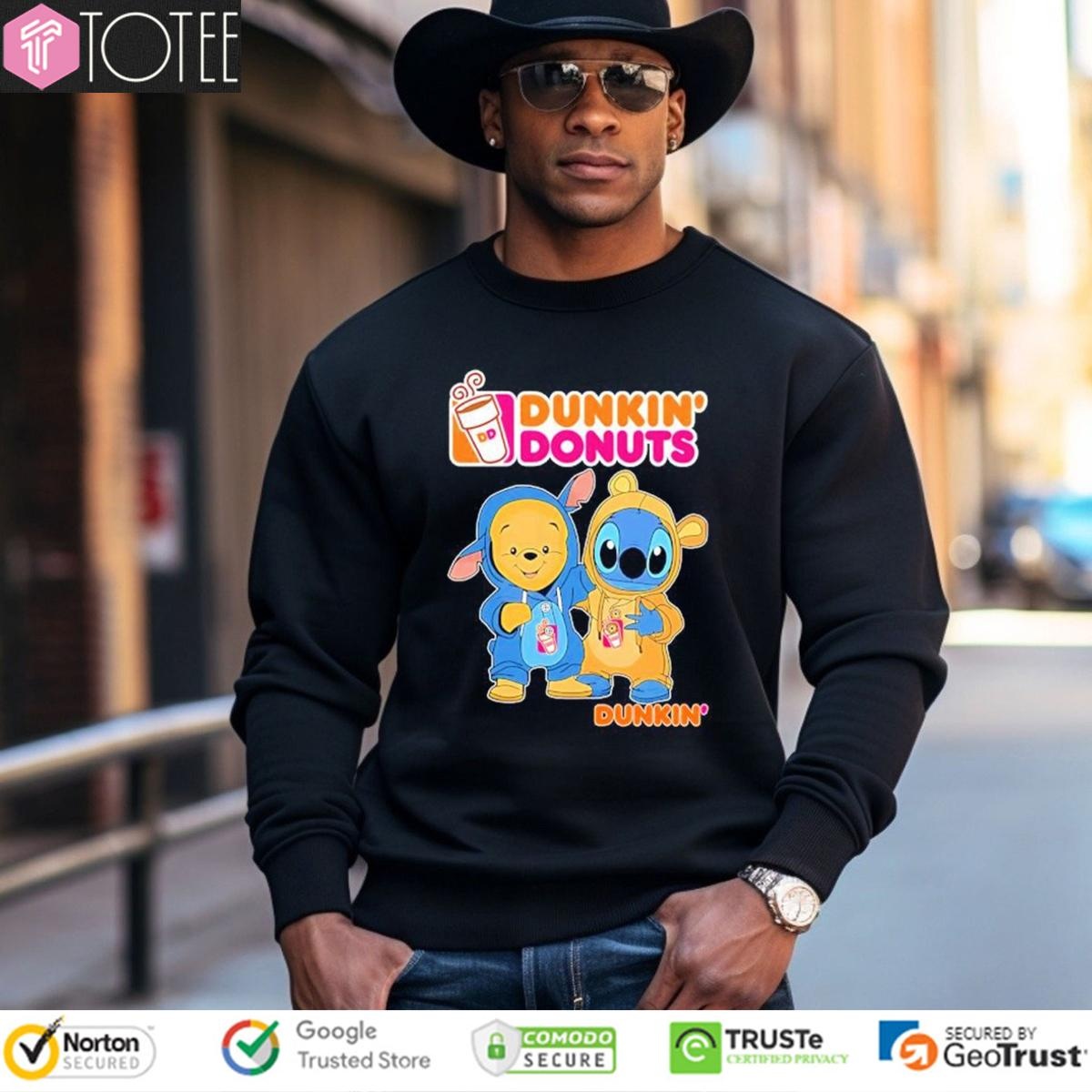 Pooh And Stitch Dunkin Donuts T-shirt 3