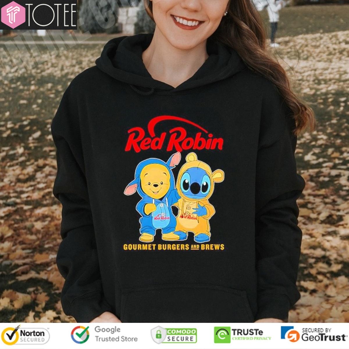 Pooh And Stitch Red Robin Gourmet Burgers And Brews T-shirt 2
