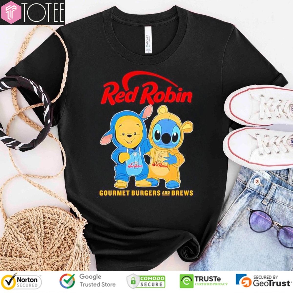 Pooh And Stitch Red Robin Gourmet Burgers And Brews T-shirt