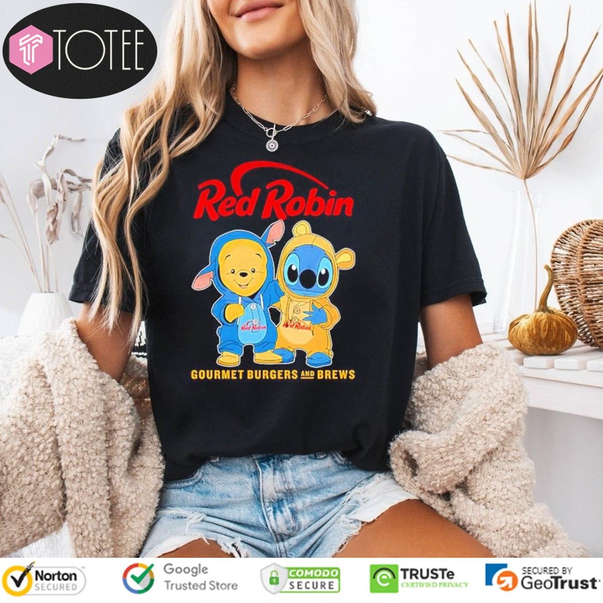 Pooh And Stitch Red Robin Gourmet Burgers And Brews T-shirt 4